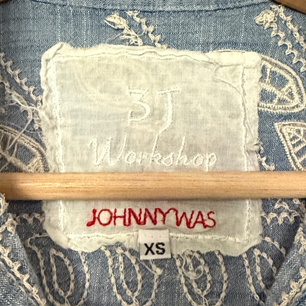 Johnny Was Denim Blue Embroidered Shirt - Picture 2 of 8